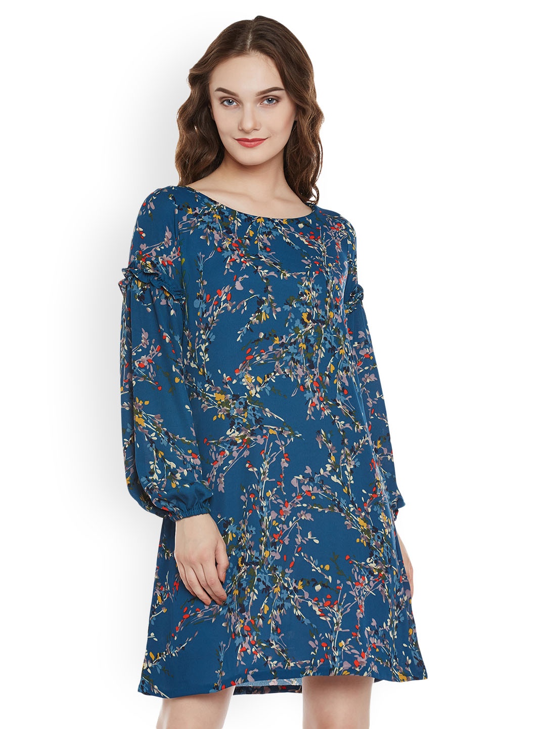 

Miss Chase Women Teal Blue Printed A-Line Dress