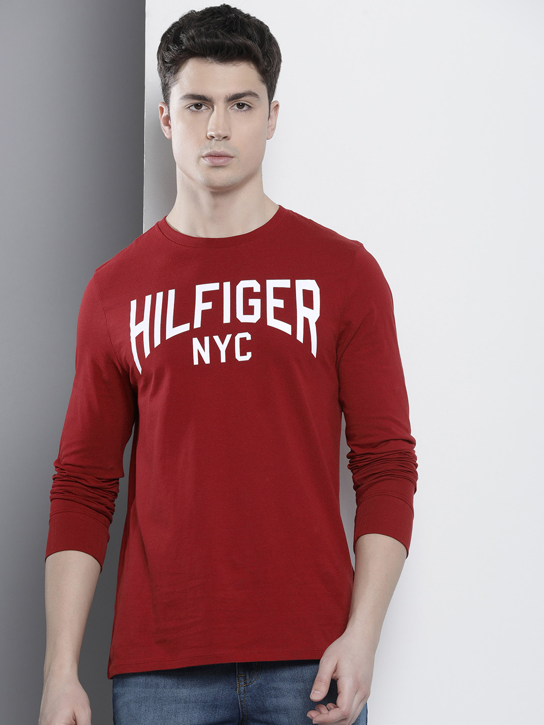 

Tommy Hilfiger Brand Logo Printed Pure Cotton T-shirt, Red