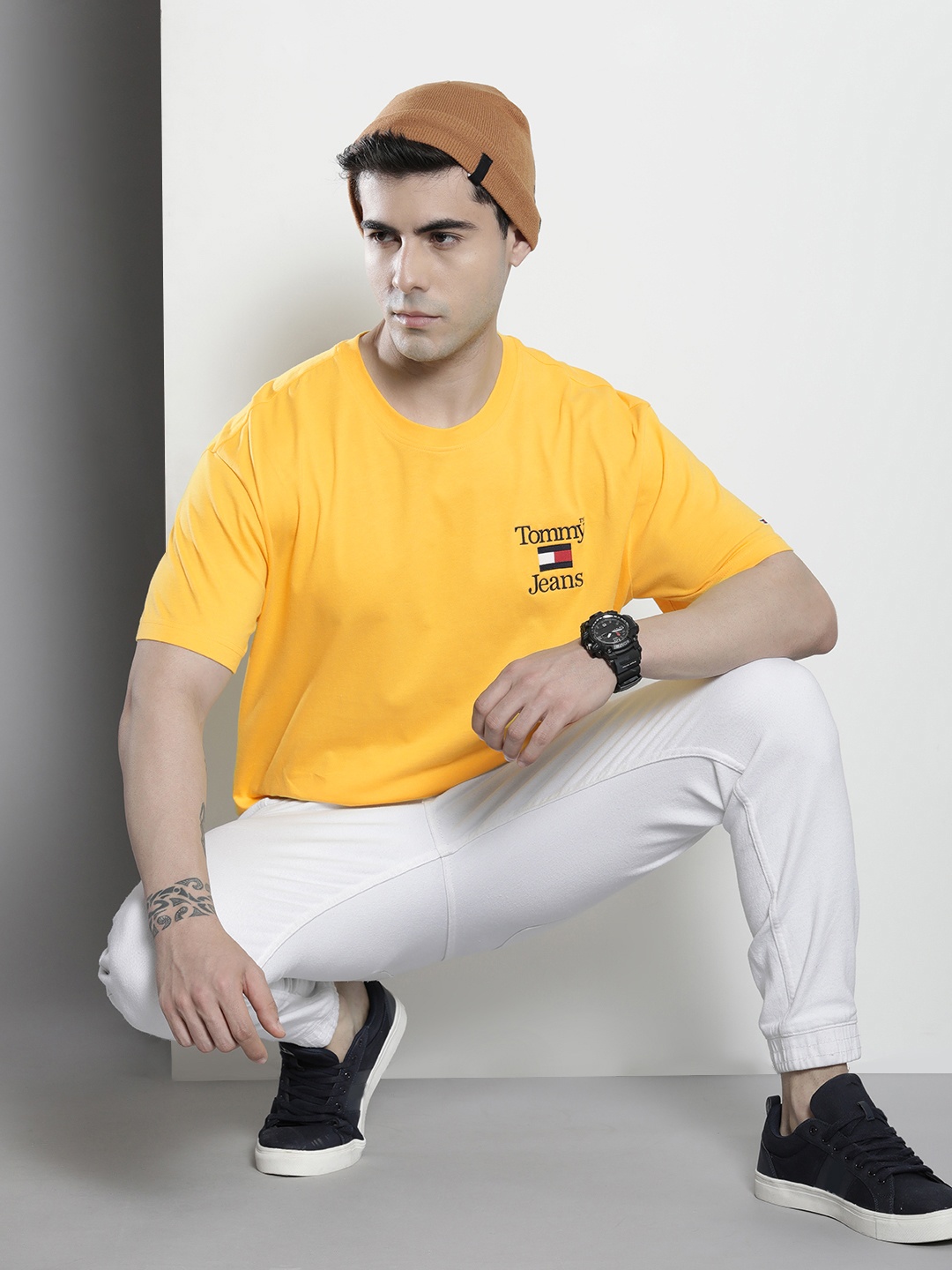 

Tommy Hilfiger Men Pure Cotton Round Neck T-shirt, Yellow