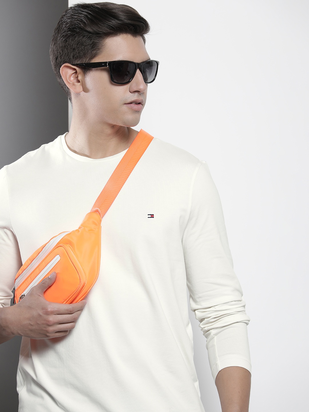 

Tommy Hilfiger Men Round Neck Long Sleeves Slim Fit T-shirt, Off white