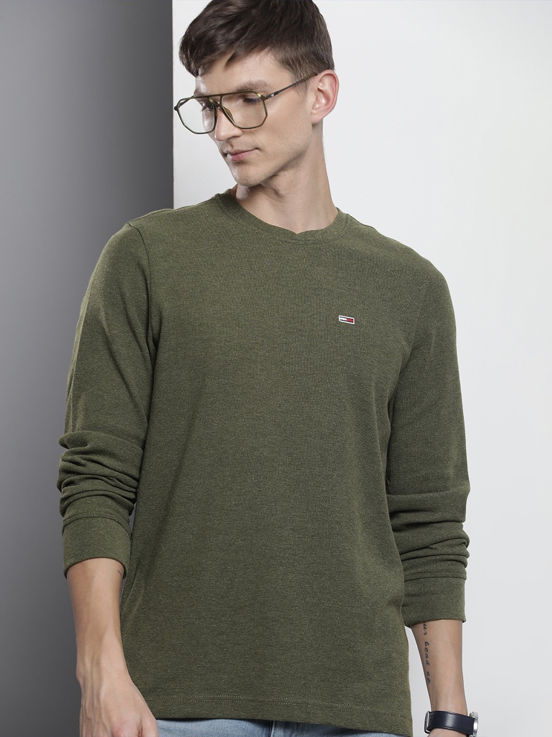 

Tommy Hilfiger Sustainable Round Neck Ribbed T-shirt, Olive
