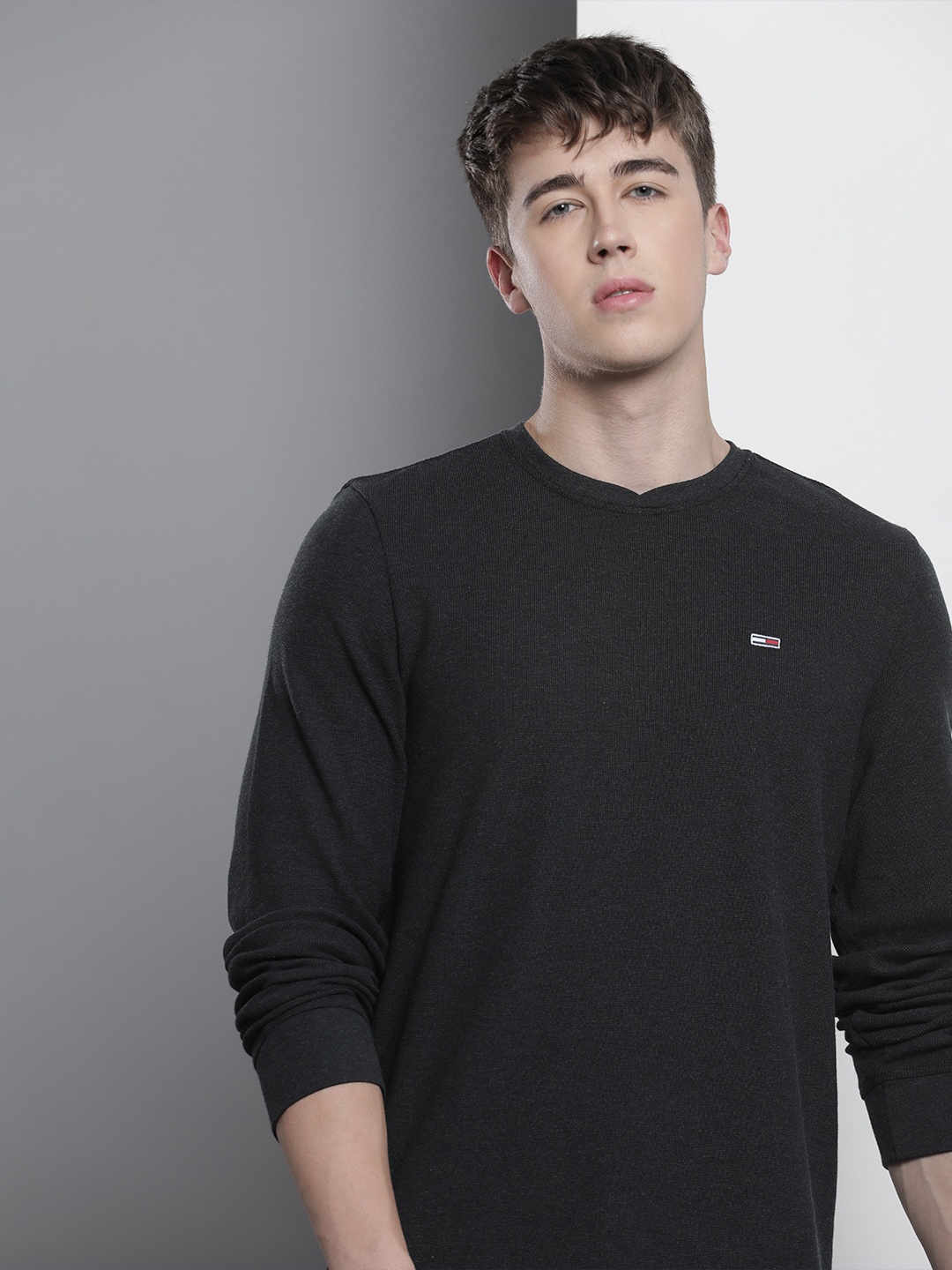 

Tommy Hilfiger Sustainable Round Neck Ribbed T-shirt, Black
