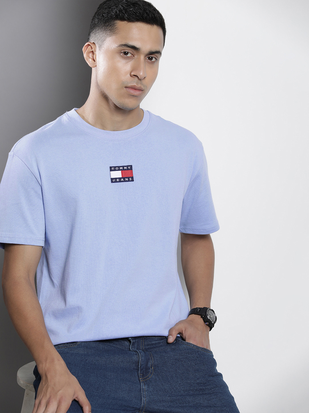 

Tommy Hilfiger Men Sustainable Pure Cotton Applique T-shirt, Blue