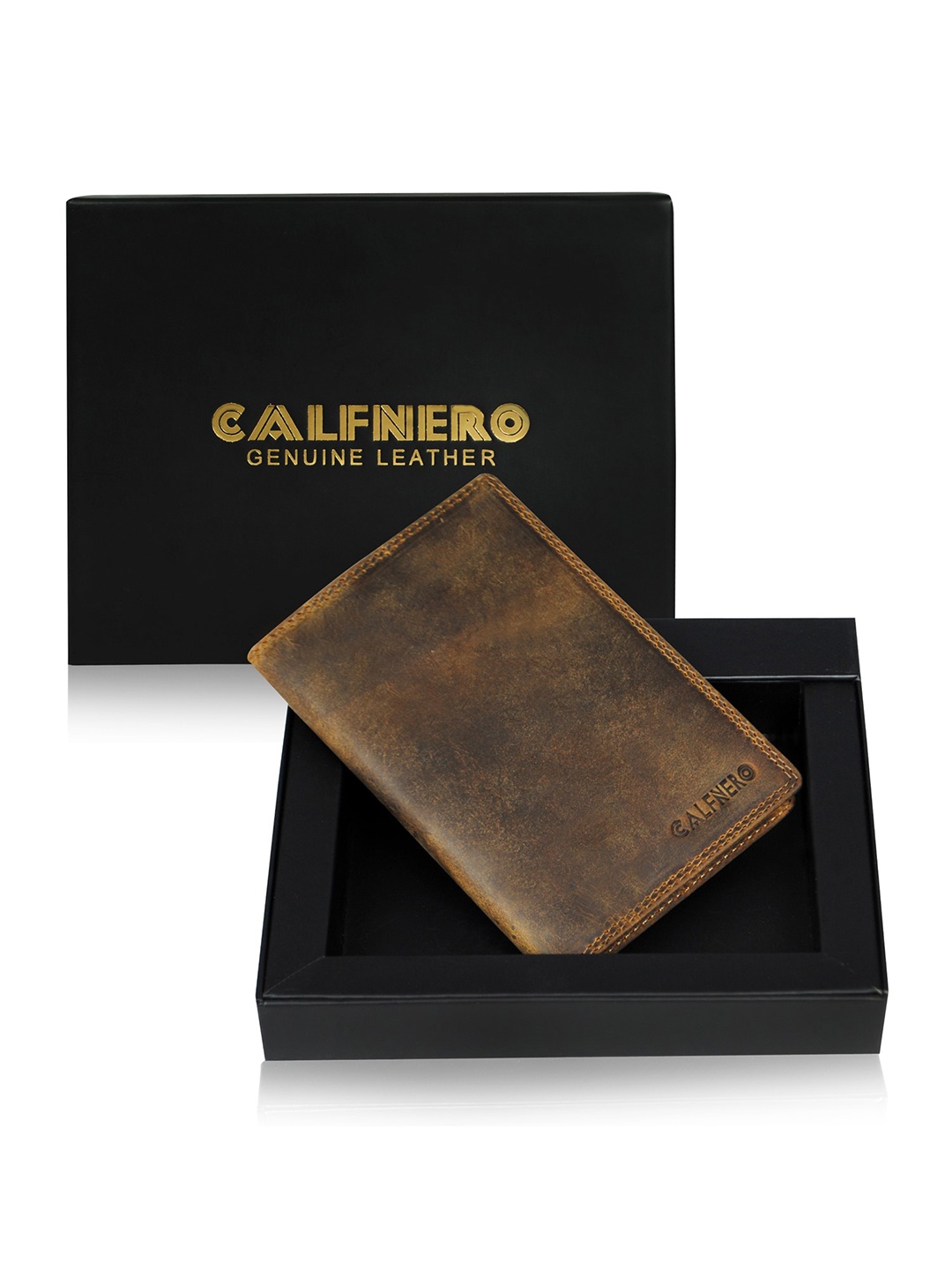 

CALFNERO Unisex Brown Leather Passport Holder