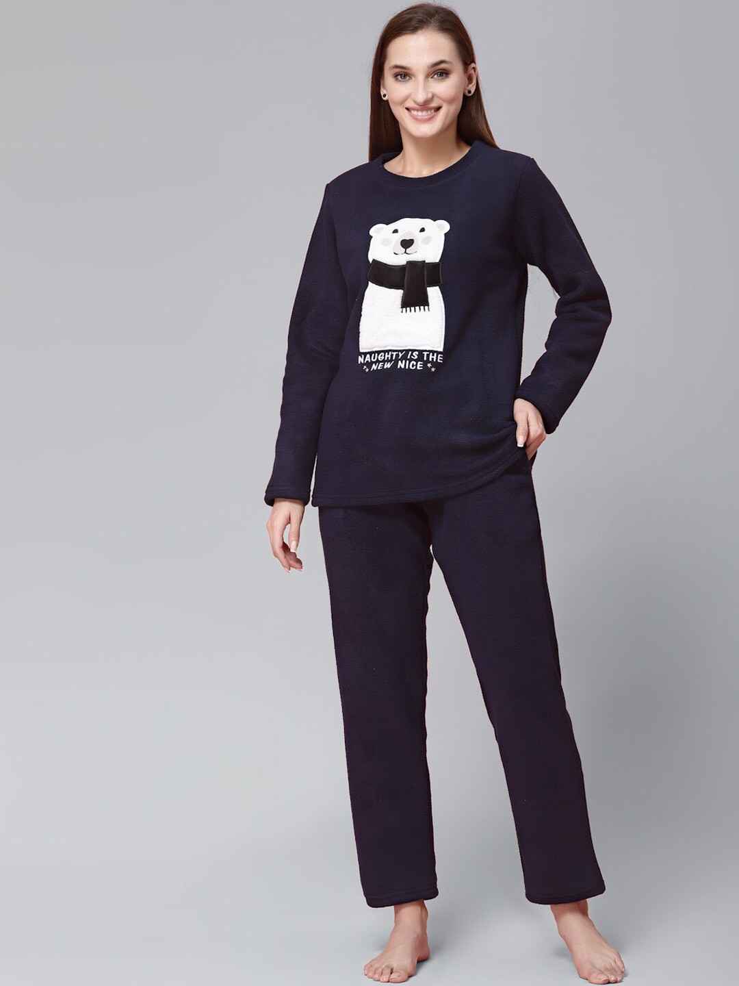 

Sweet Dreams Typography Printed Night suit, Navy blue