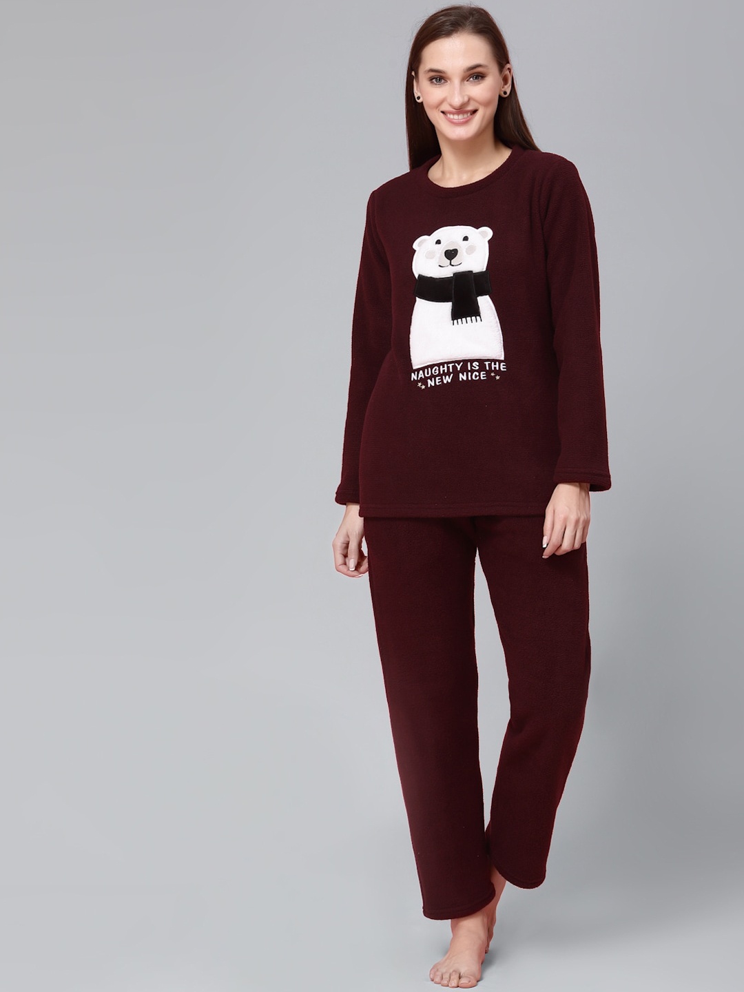 

Sweet Dreams Typography Printed Night suit, Maroon