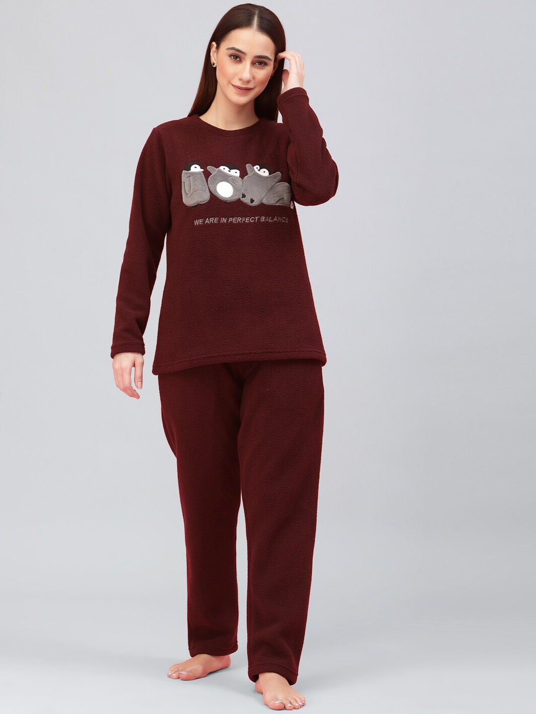 

Sweet Dreams Printed Night suit, Maroon