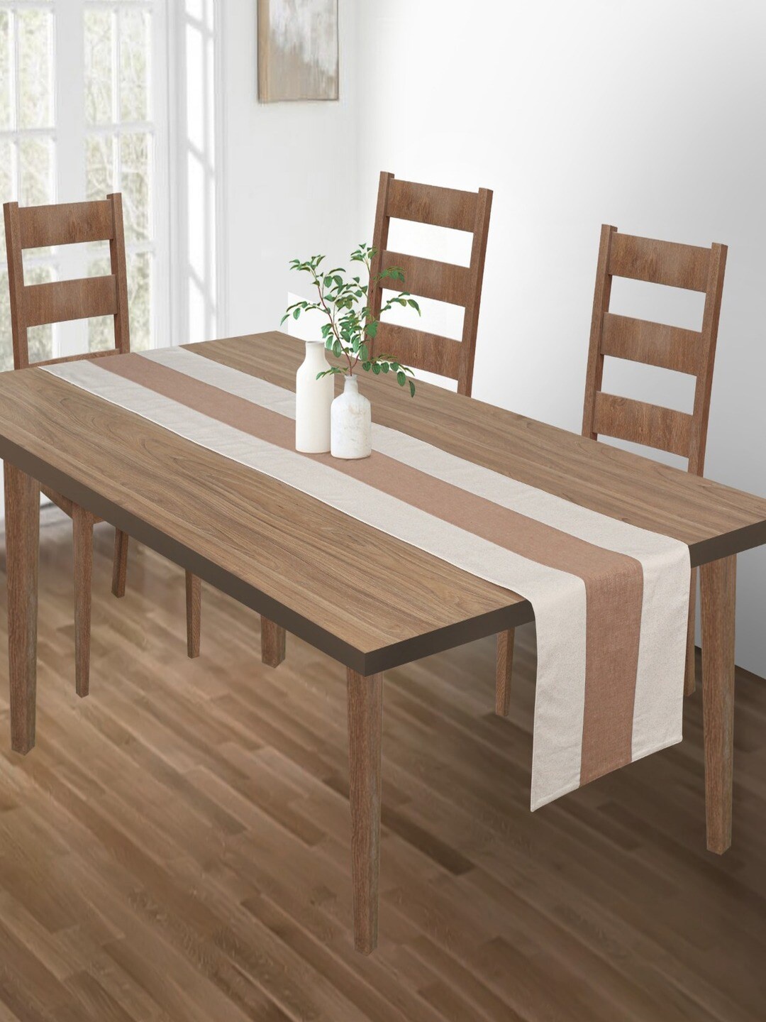 

SHADES of LIFE White & Brown Striped Cotton Table Placemats