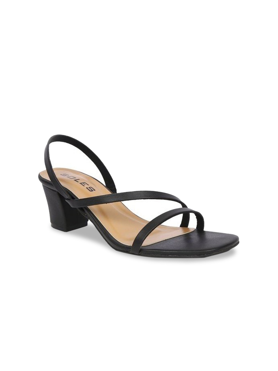 

SOLES Open-Toe Block Heels, Black