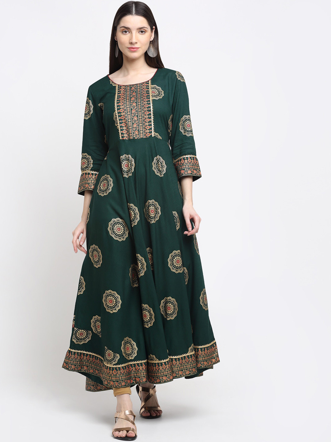 

KALINI Ethnic Motifs Printed Kurta, Green