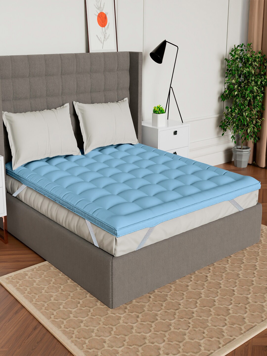

AVI Microfiber 500 GSM King Bed Mattress Topper, Turquoise blue