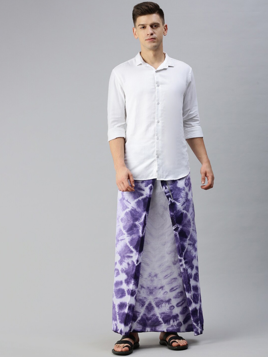 

Ulama Men Printed Pure Cotton Lungi, Violet