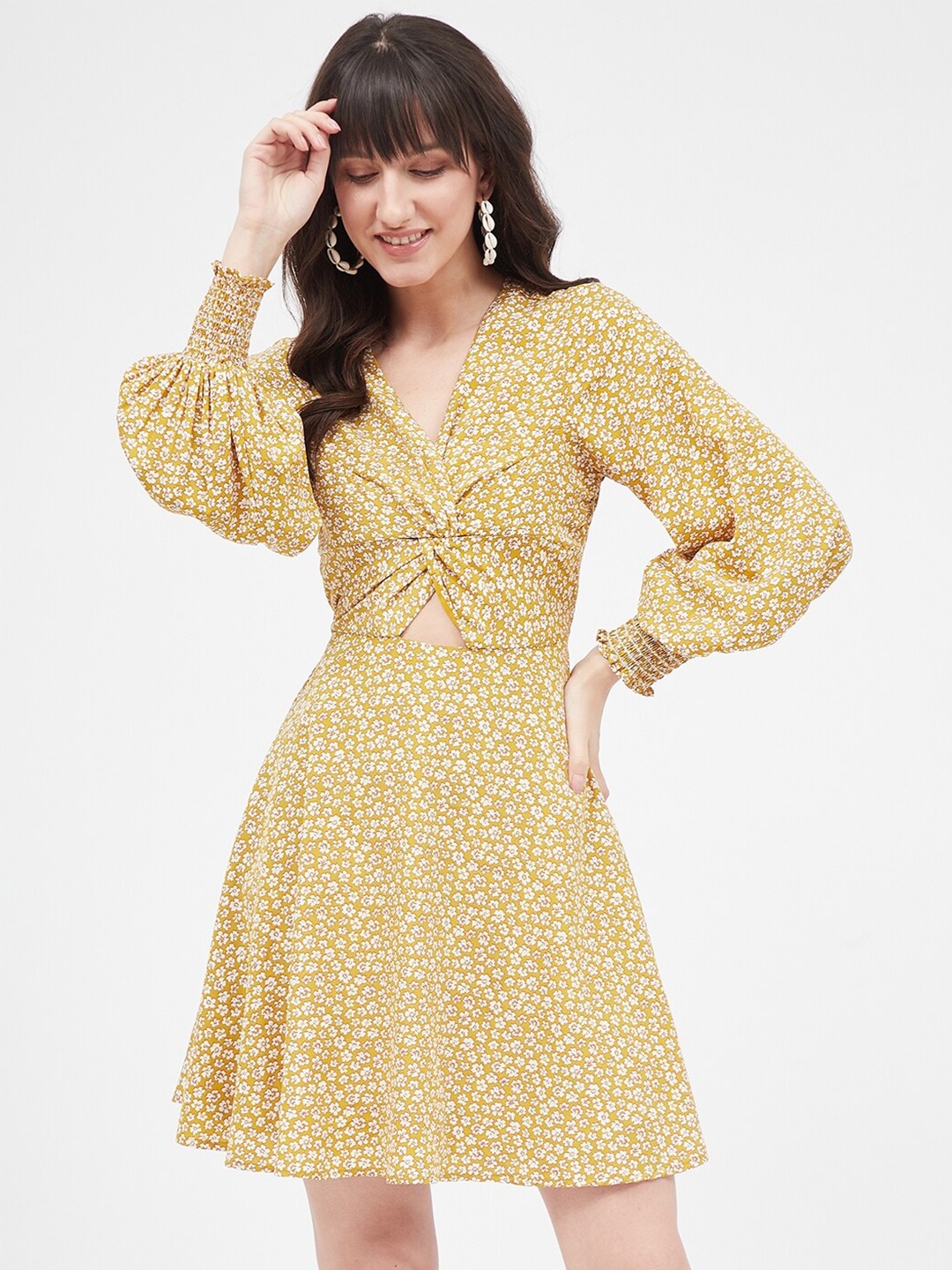 

Kibo Fit and Flare Floral Dress, Yellow