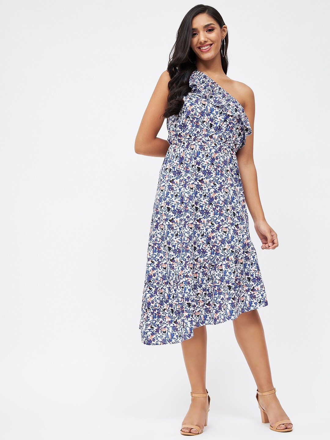 

Kibo Floral One Shoulder Midi Dress, Blue