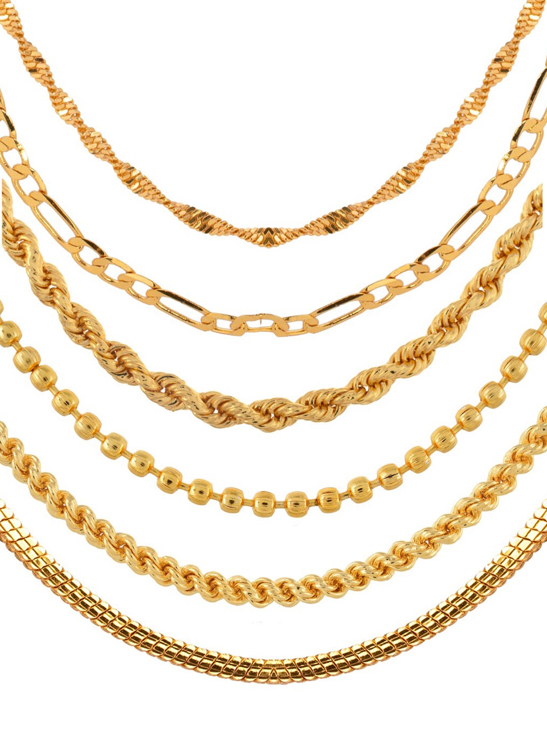 

AanyaCentric Pack Of 6 Brass Gold Plated Chain