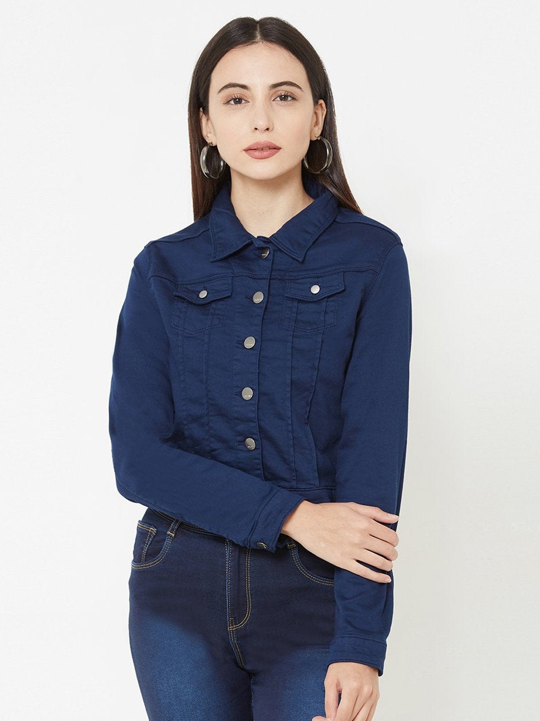 

Kraus Jeans Women Crop Denim Jacket, Navy blue