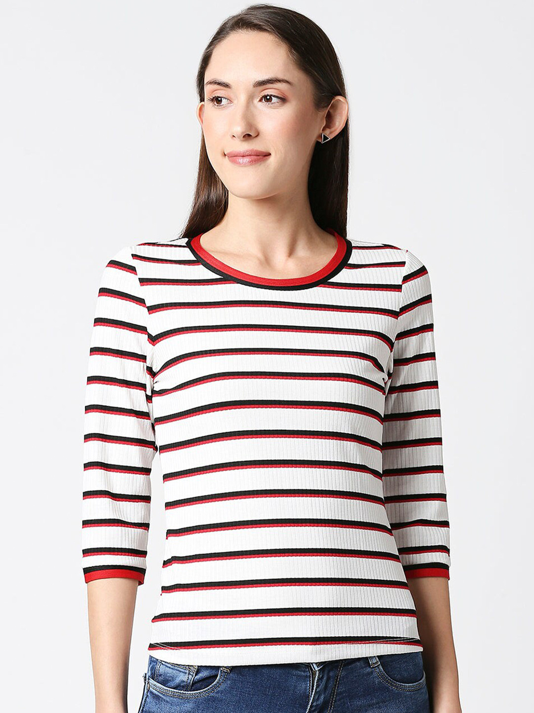 

Kraus Jeans Women Striped T-shirt, White