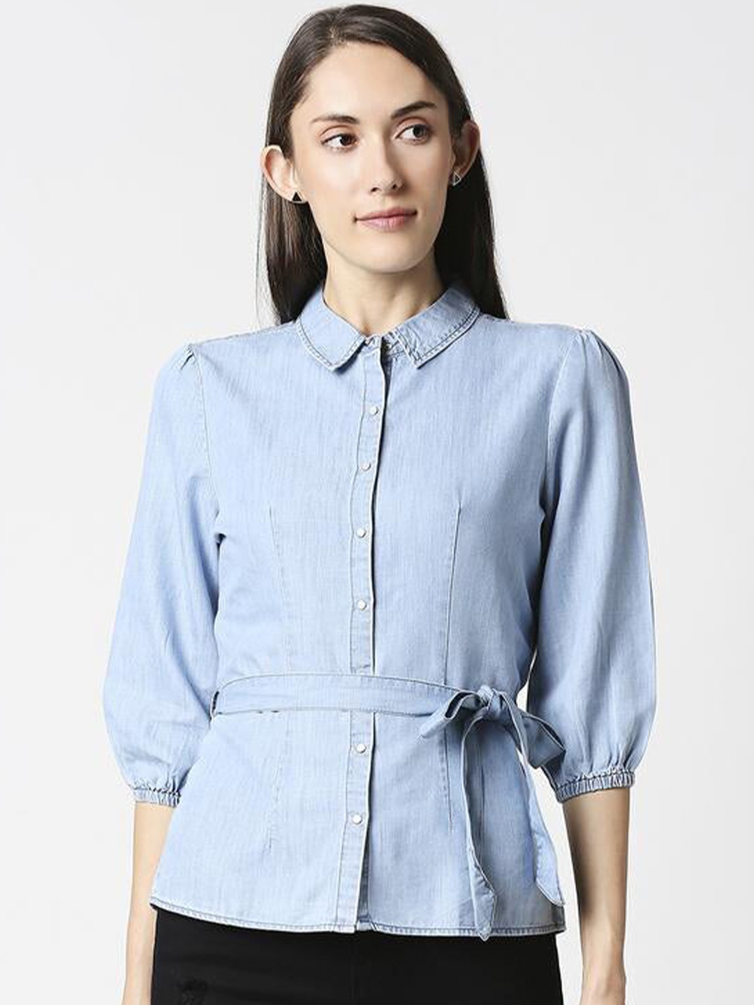 

Kraus Jeans Women Cotton Casual Shirt, Blue