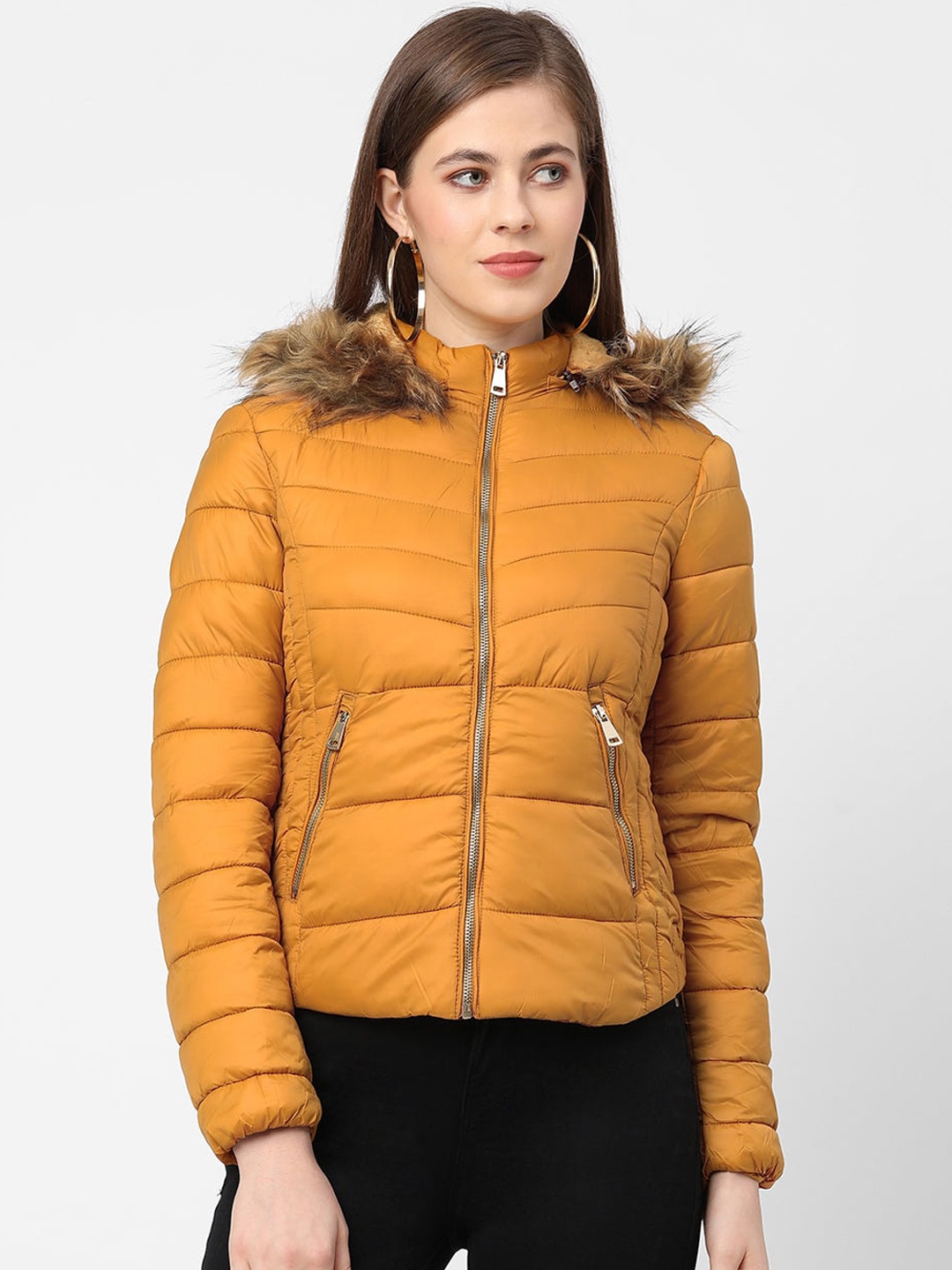 

Kraus Jeans Women Crop Puffer Jacket, Mustard