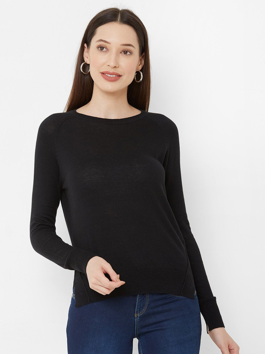 

Kraus Jeans Women Boat Neck Raglan Sleeve T-shirt, Black