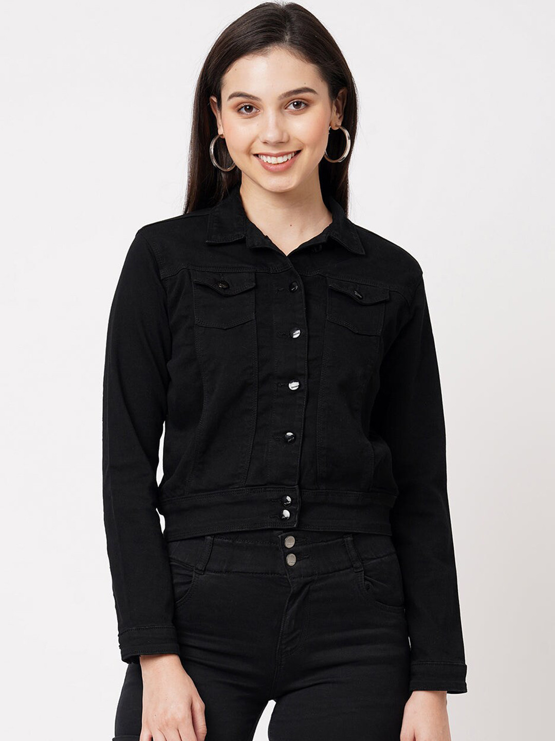 

Kraus Jeans Women Crop Denim Jacket, Black
