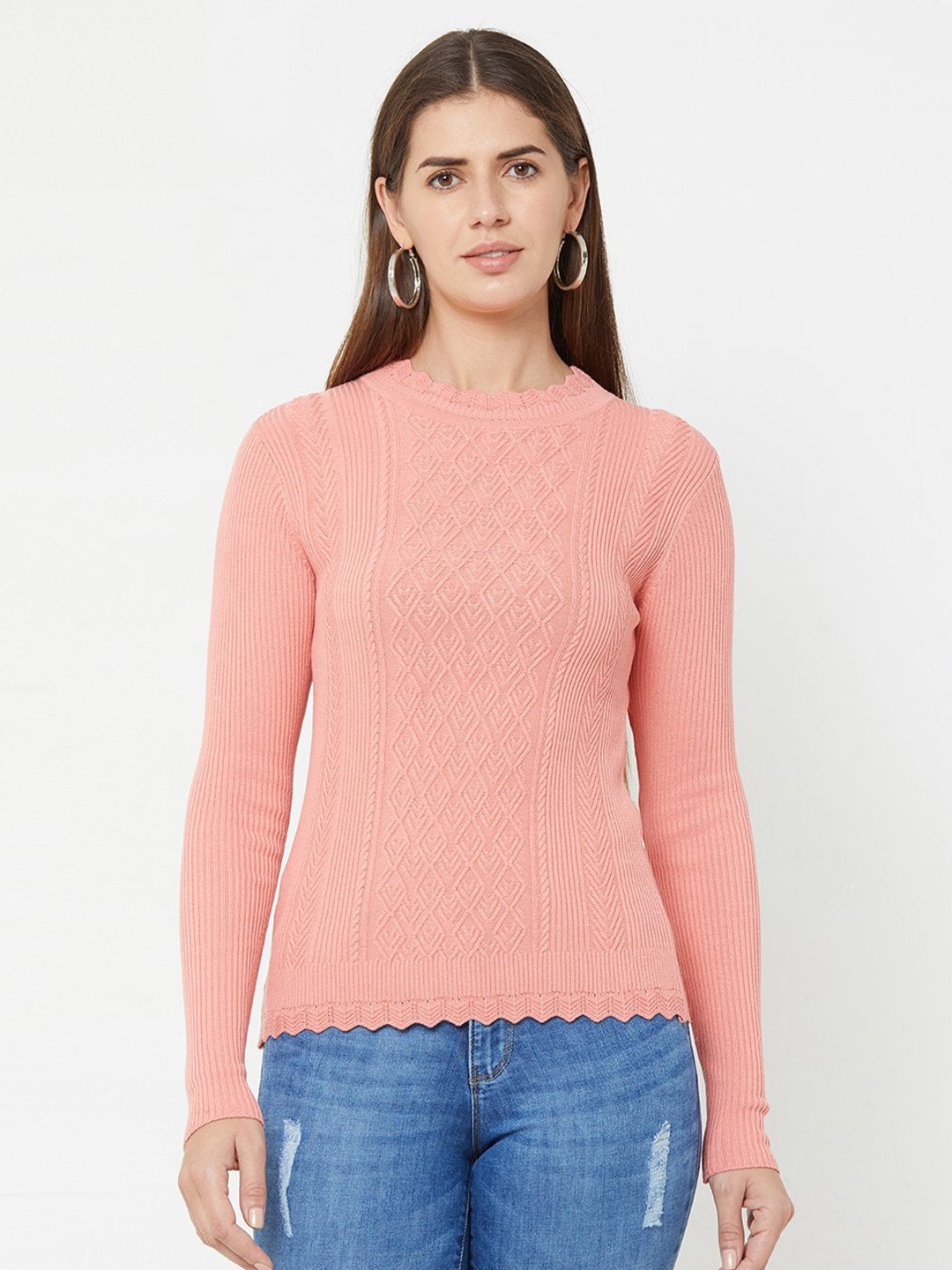 

Kraus Jeans Women Cable Knit Pullover, Pink
