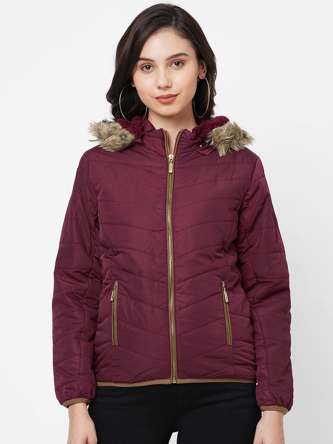

Kraus Jeans Women Padded Jacket, Maroon