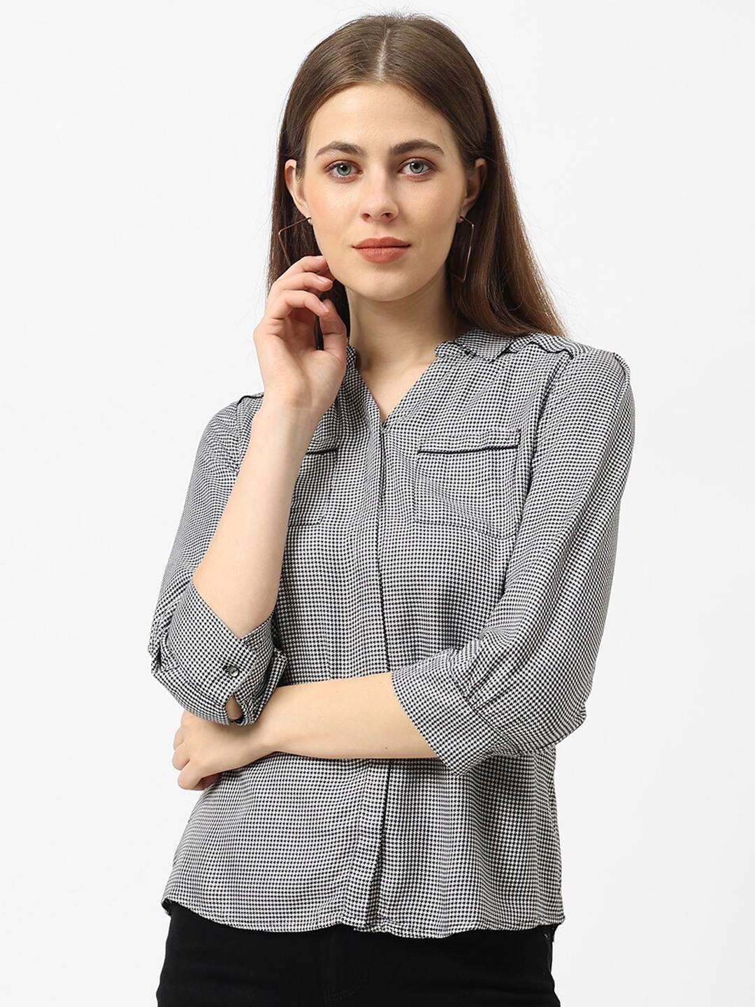 

Kraus Jeans Women Checked Casual Shirt, Black