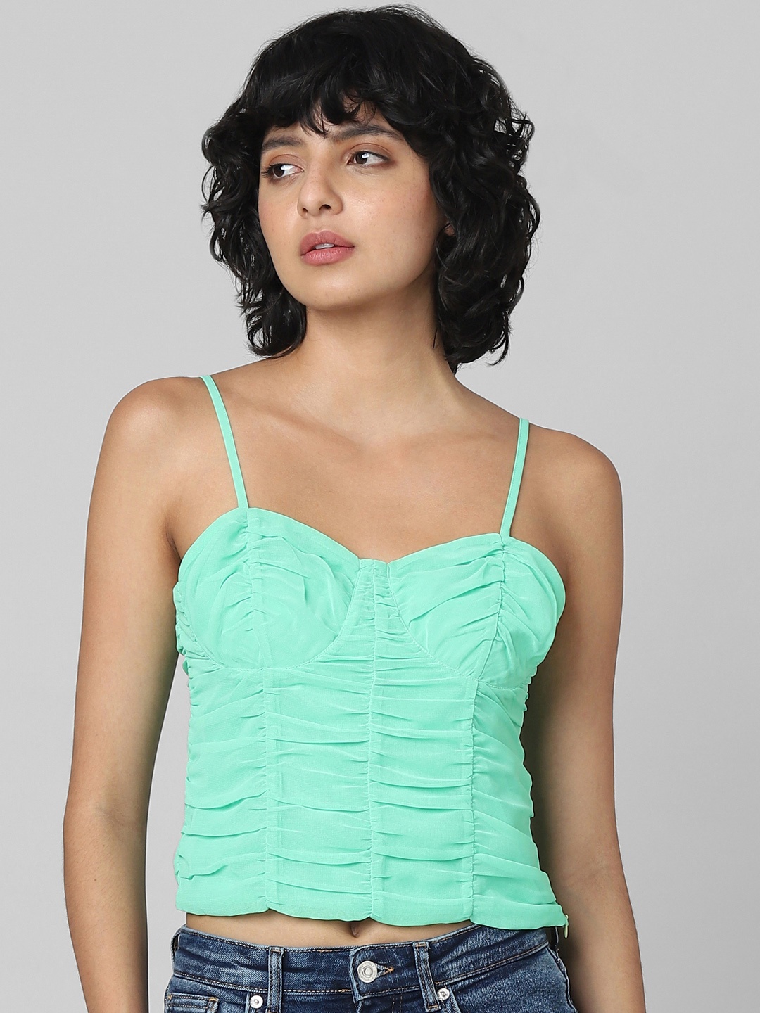 

ONLY Gathered Bralette Crop Top, Green