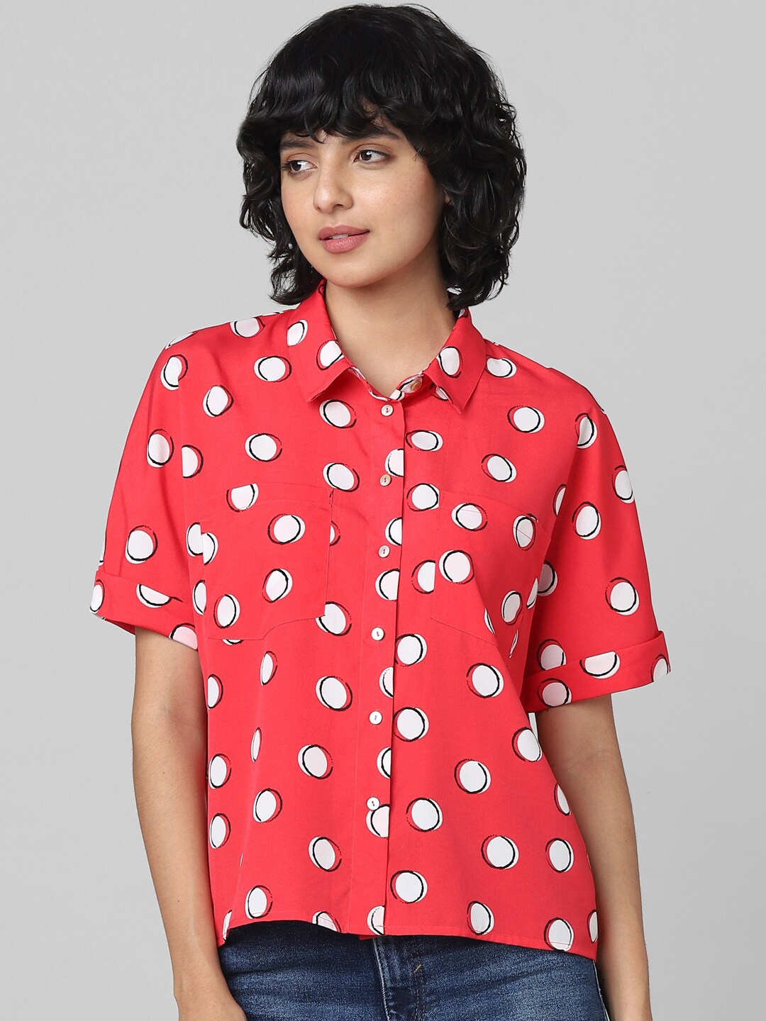 

ONLY Women Printed Casual Shirt, Red