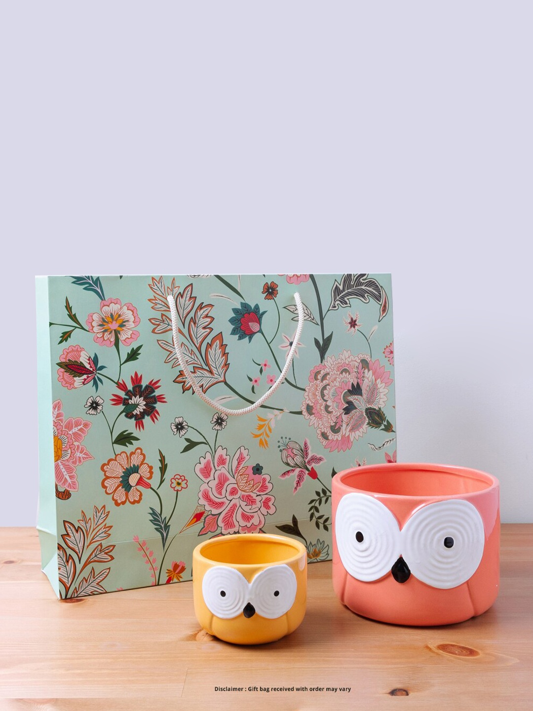 

Chumbak Set of 2 Coral & Yellow Ceramic Planters Home Gift Sets