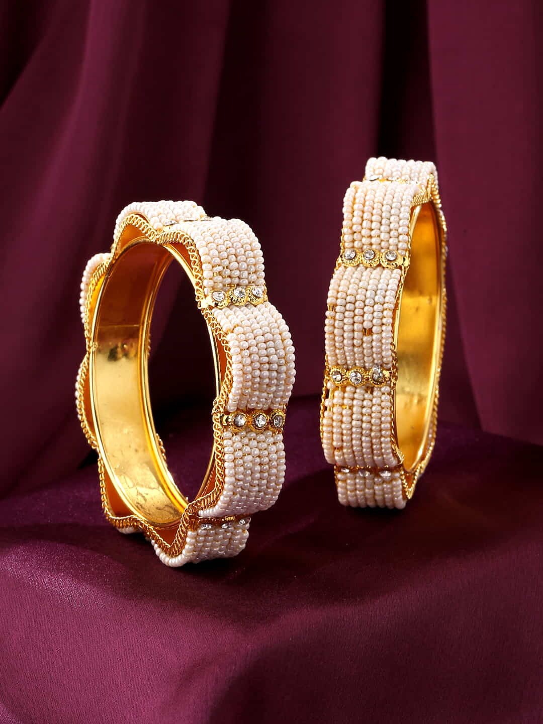 

Jewar Mandi Set Of 2 Gold-Plated AD Studded Bangle