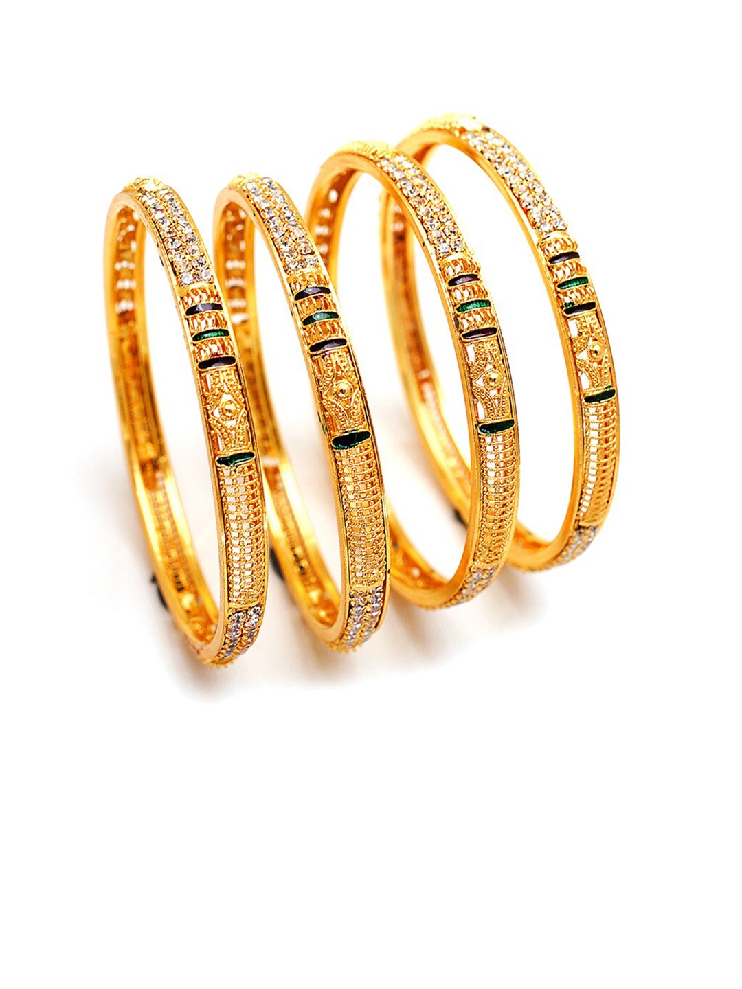 

Jewar Mandi Set Of 4 Gold-Plated CZ-Studded Bangles