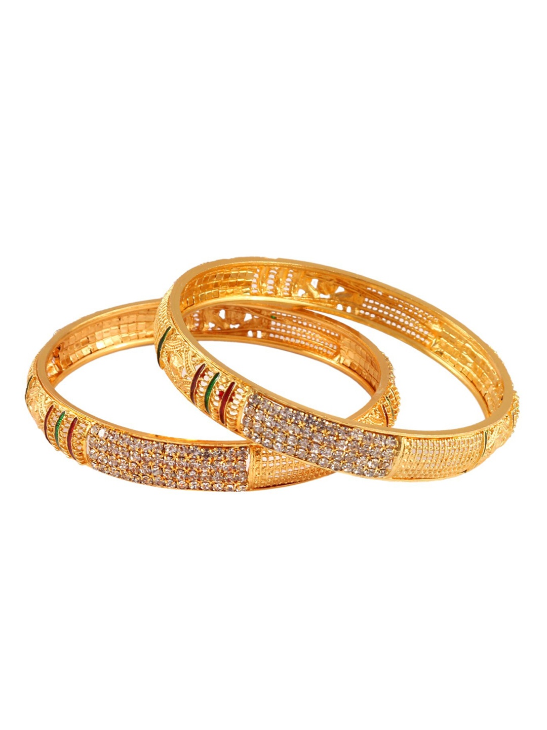 

Jewar Mandi Set Of 2 Gold-Plated CZ-Studded Bangle