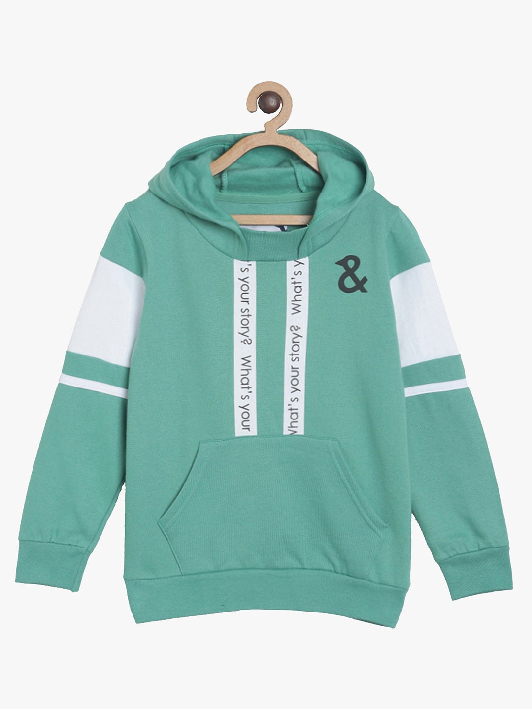 

TALES & STORIES Boys Printed Hooded Sweatshirt, Green