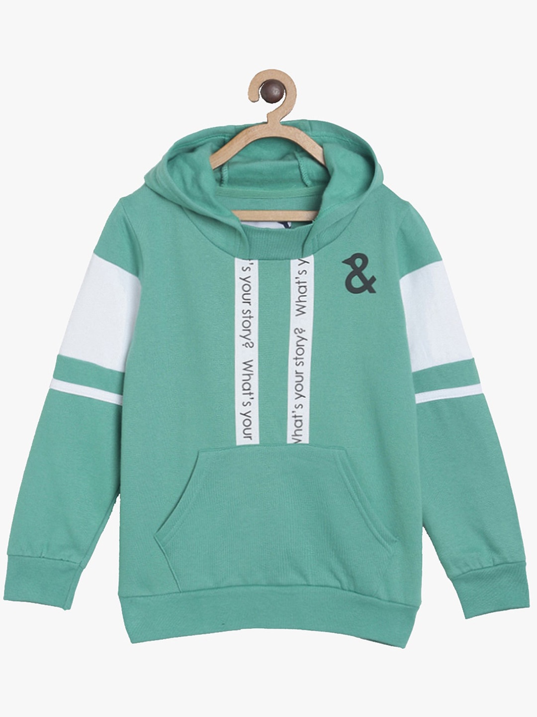 

TALES & STORIES Boys Printed Hooded Sweatshirt, Green