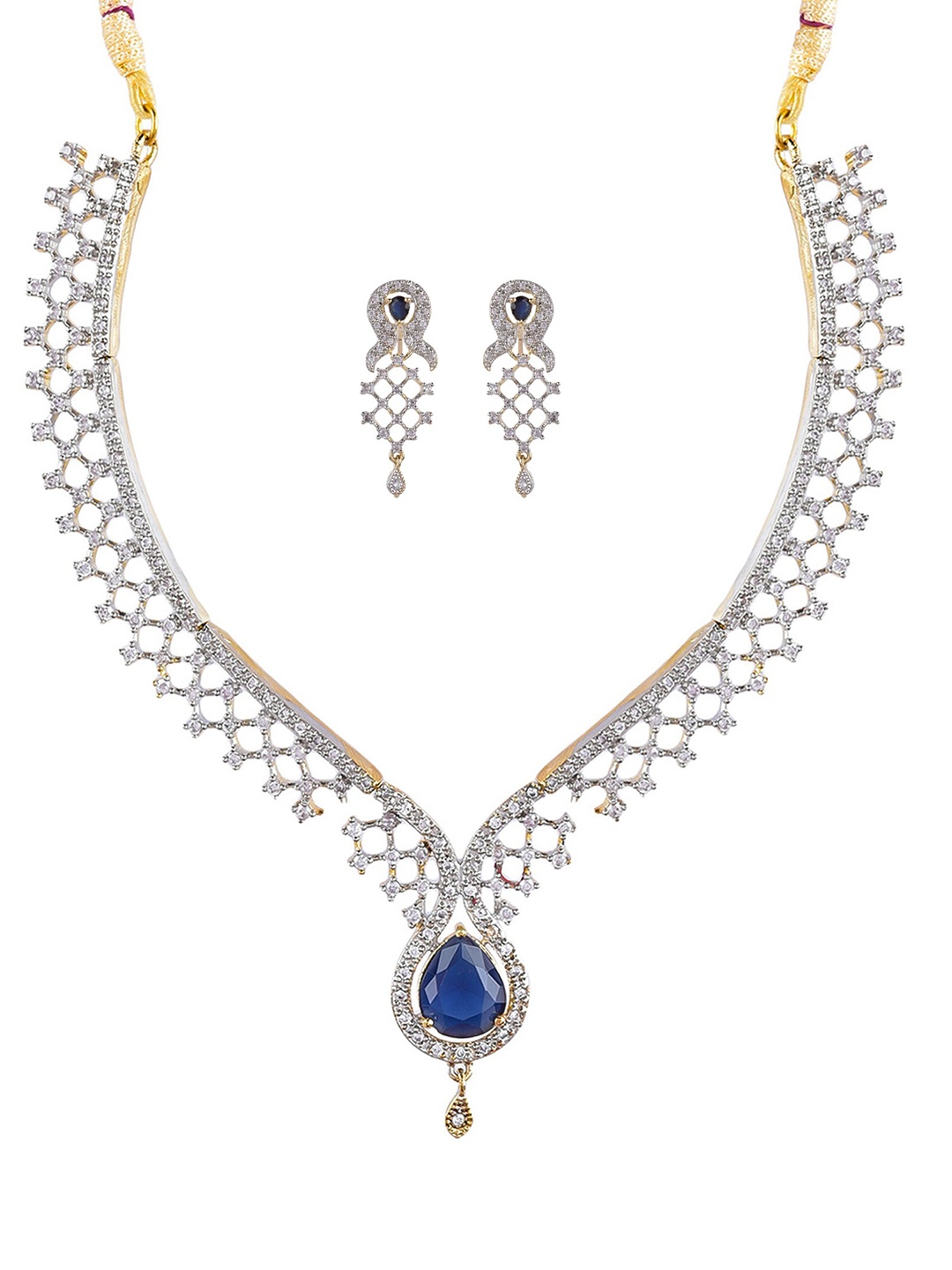 

The Pari Classy Rhodium-Plated & AD Stone-Studded Jewellery Set, Silver