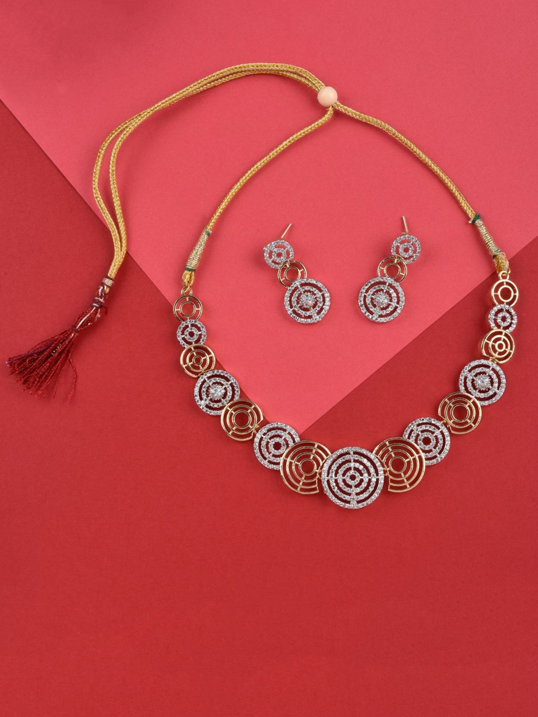

The Pari Classy Rhodium-Plated Two-Toned AD-Studded Pearl Beaded Jewellery Set, Gold