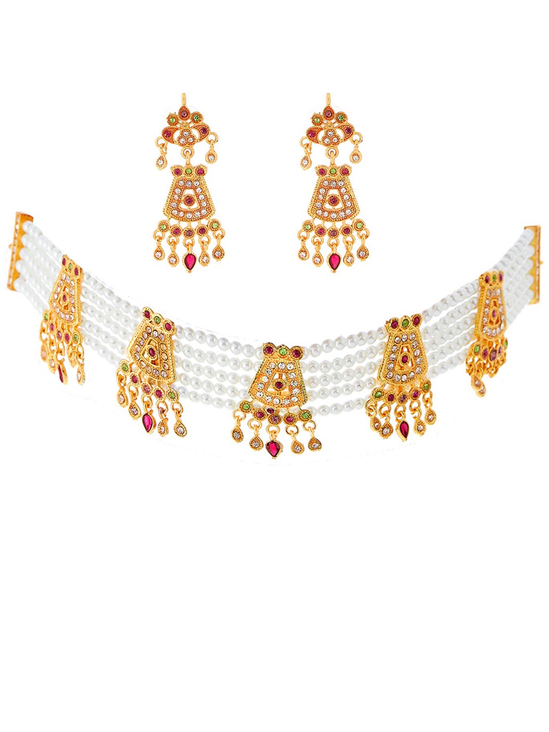 

The Pari Gold-Plated Kundan Studded & Pearls Beaded Jewellery Set