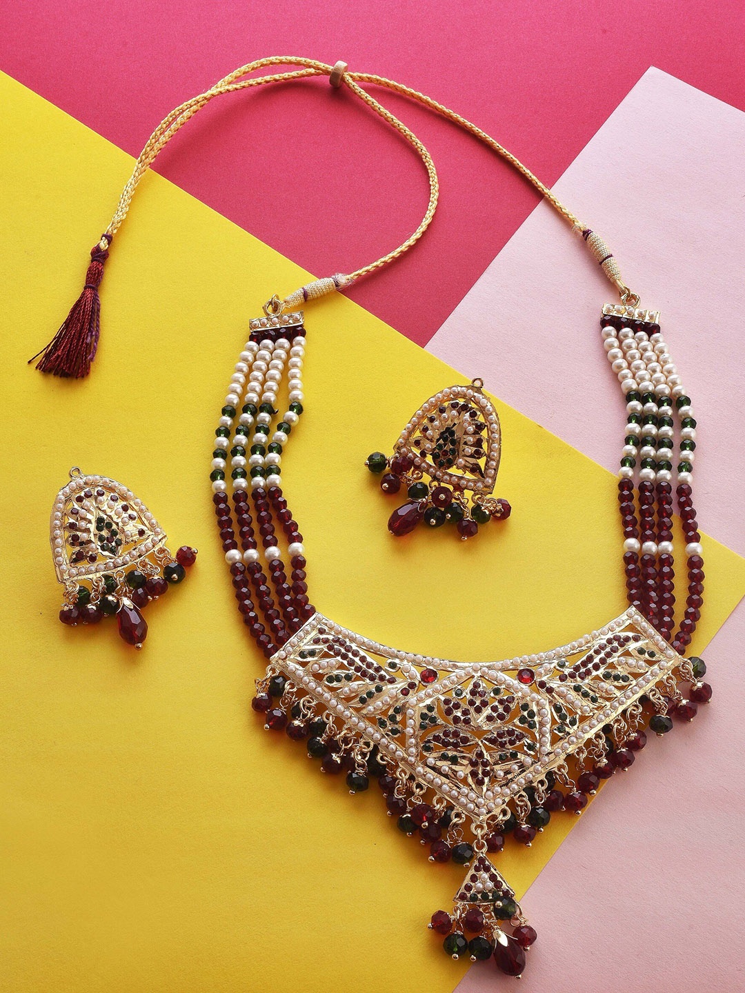 

The Pari Gold-Plated Pearls Studded & Beaded Jewellery Set