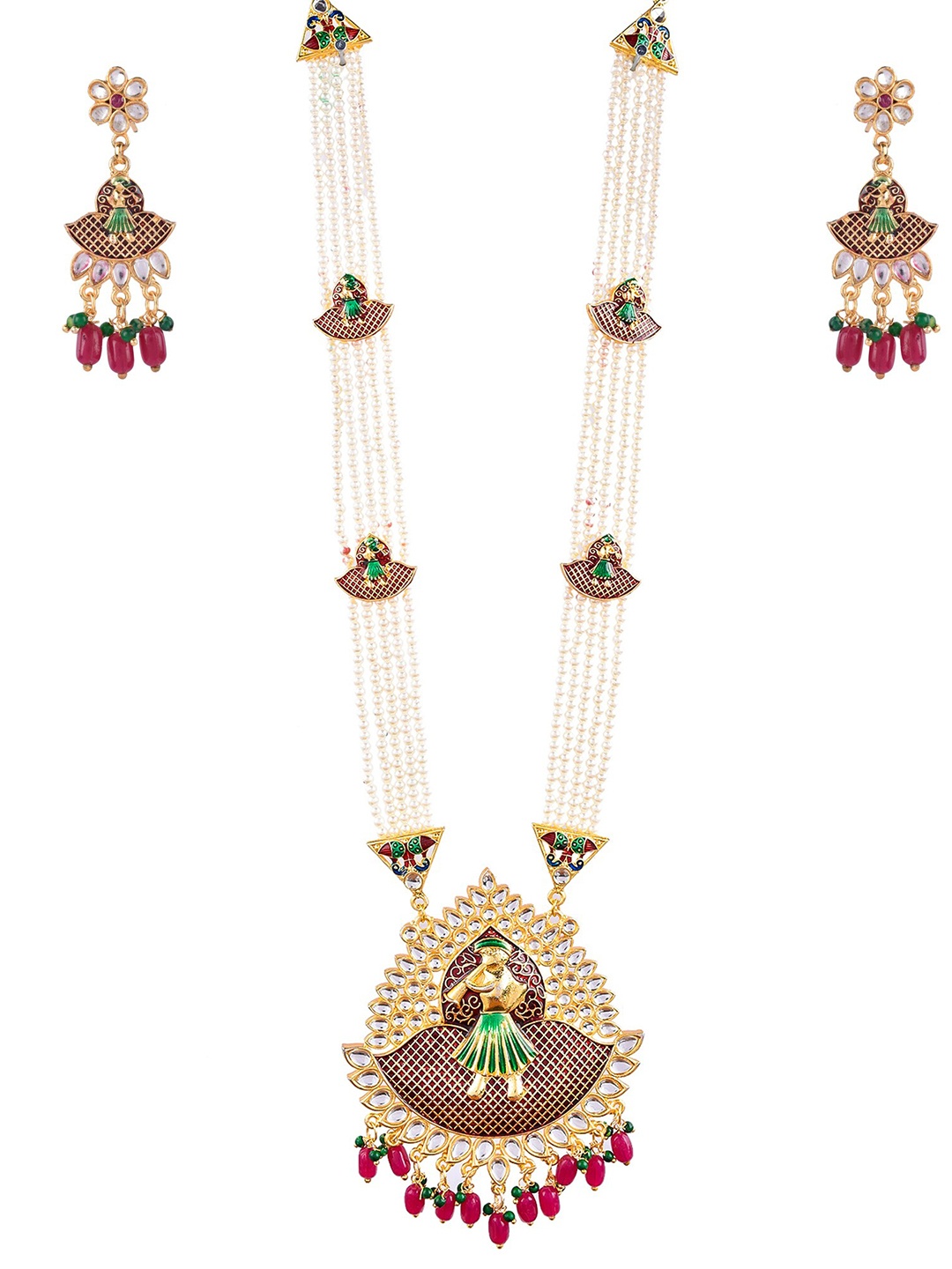 

The Pari Gold-Plated Kundan Studded & Pearls Beaded Jewellery Set, Multi