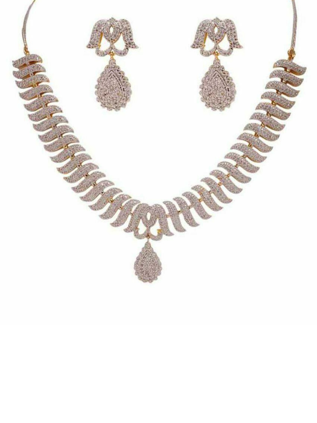 

The Pari Rhodium-Plated AD Stone-Studded Jewellery Set, Silver