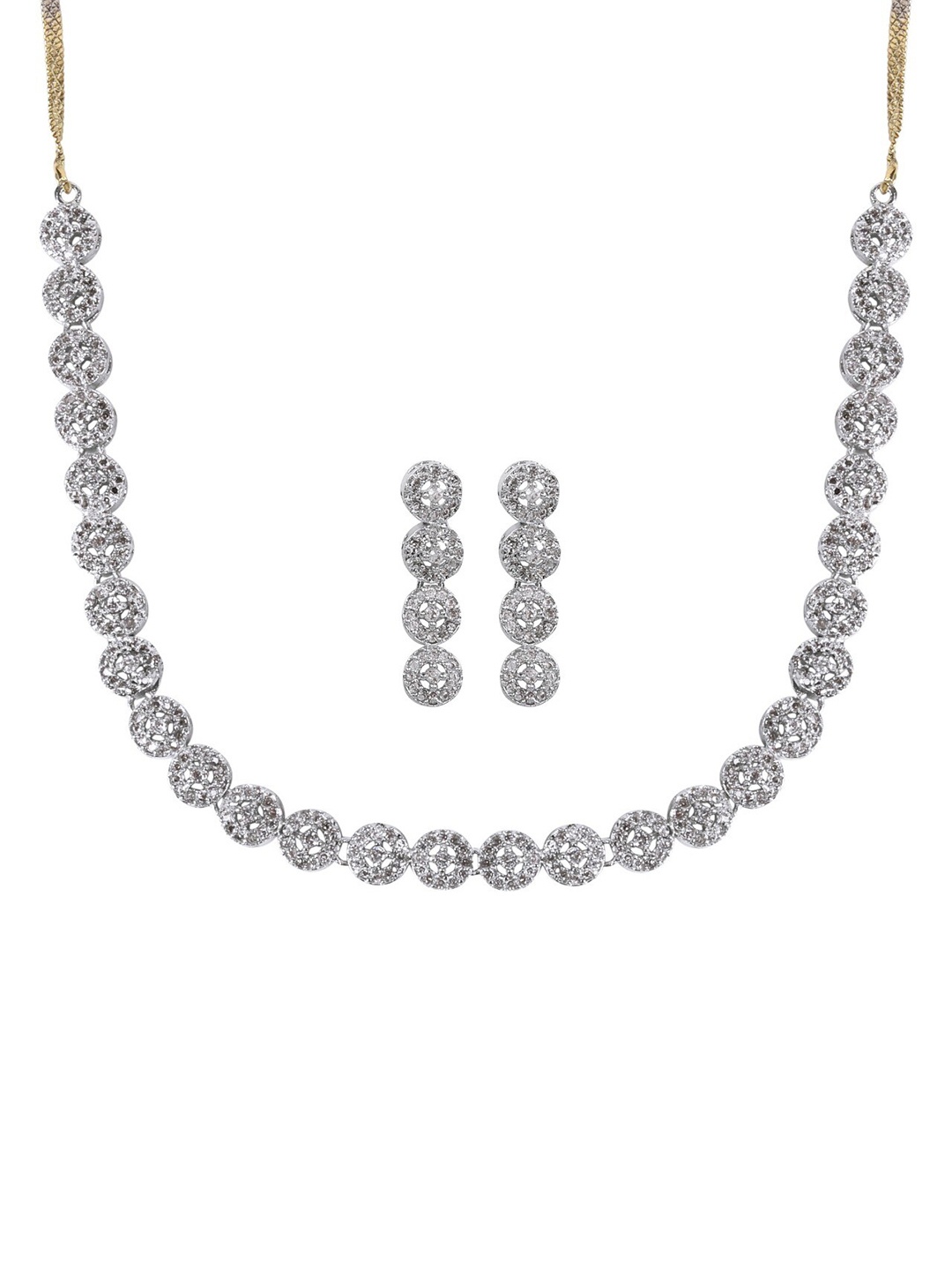

The Pari Rhodium-Plated AD Stones-Studded Jewellery Set, Silver