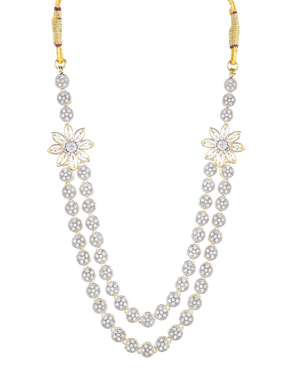 

The Pari Rhodium-Plated AD Stone-Studded Double Layer Jewellery Set, Gold