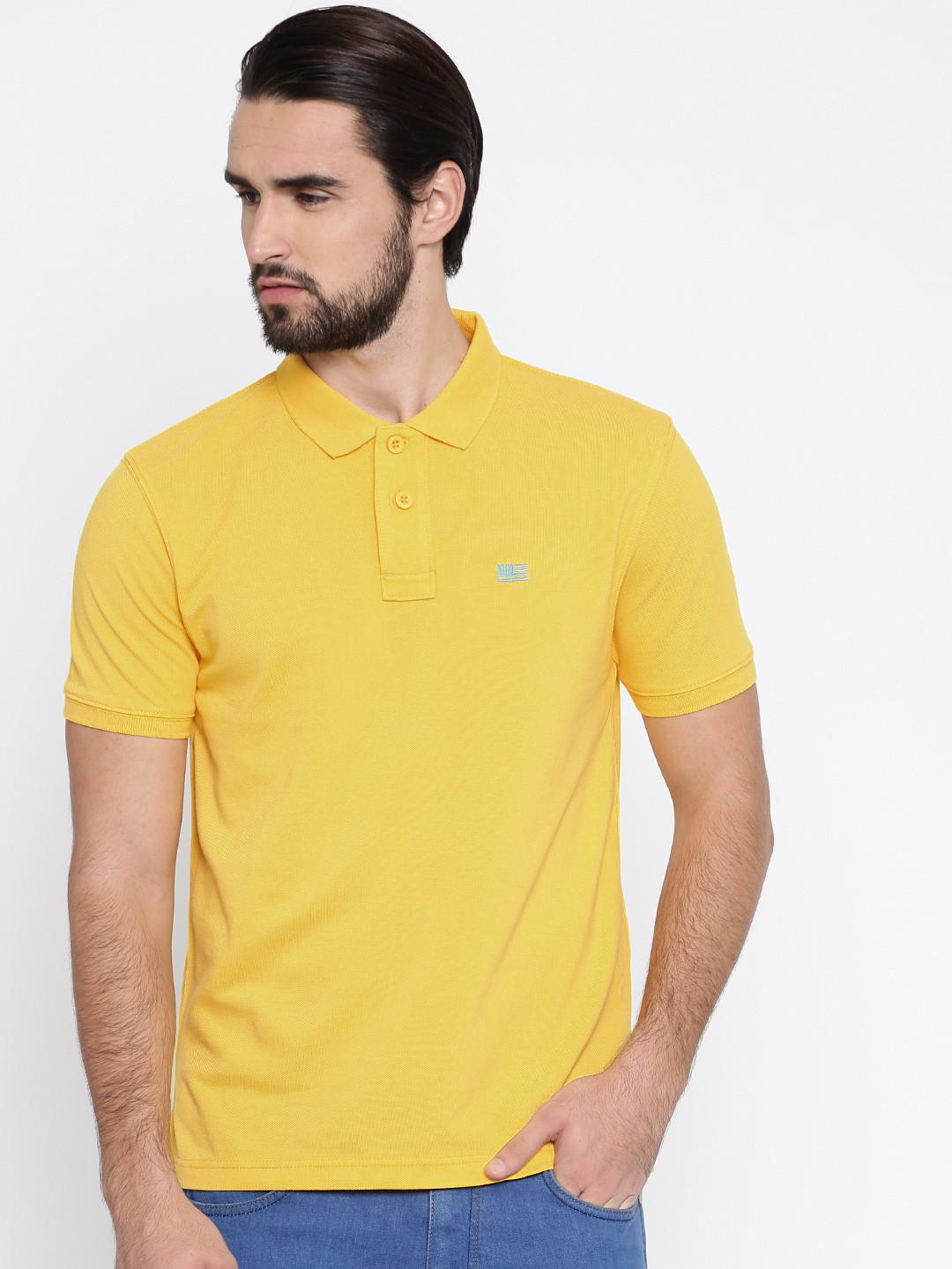 

Wrangler Men Yellow Solid Polo Collar T-shirt