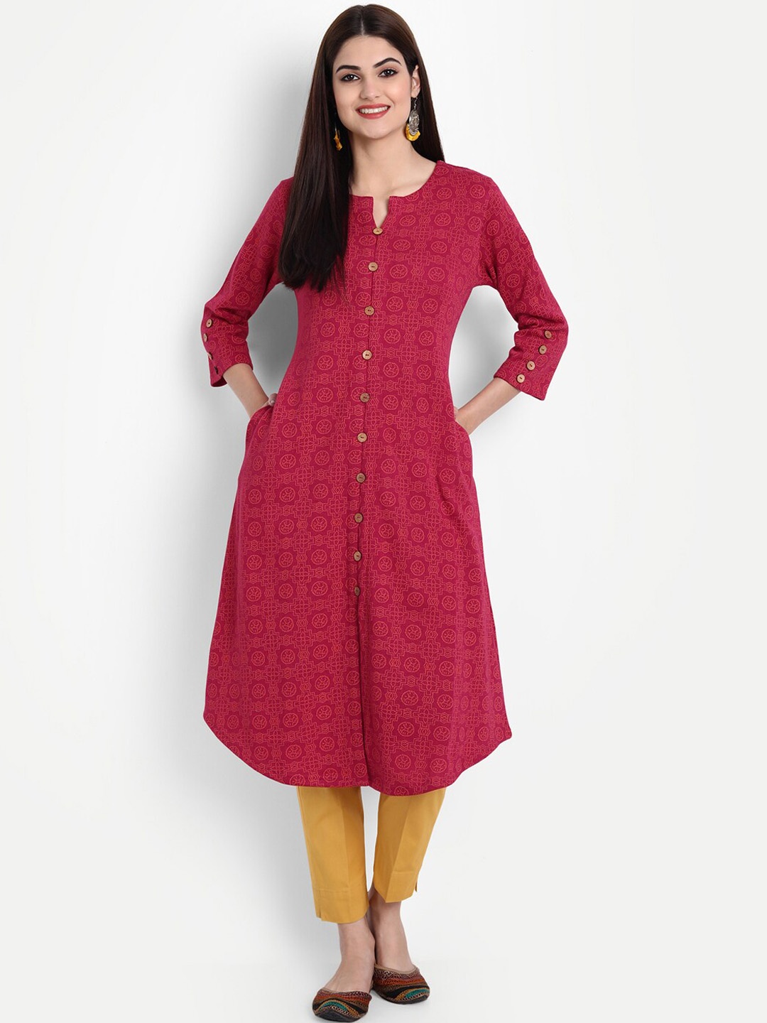 

SUTI Ethnic Motifs Printed A-Line Kurta, Red