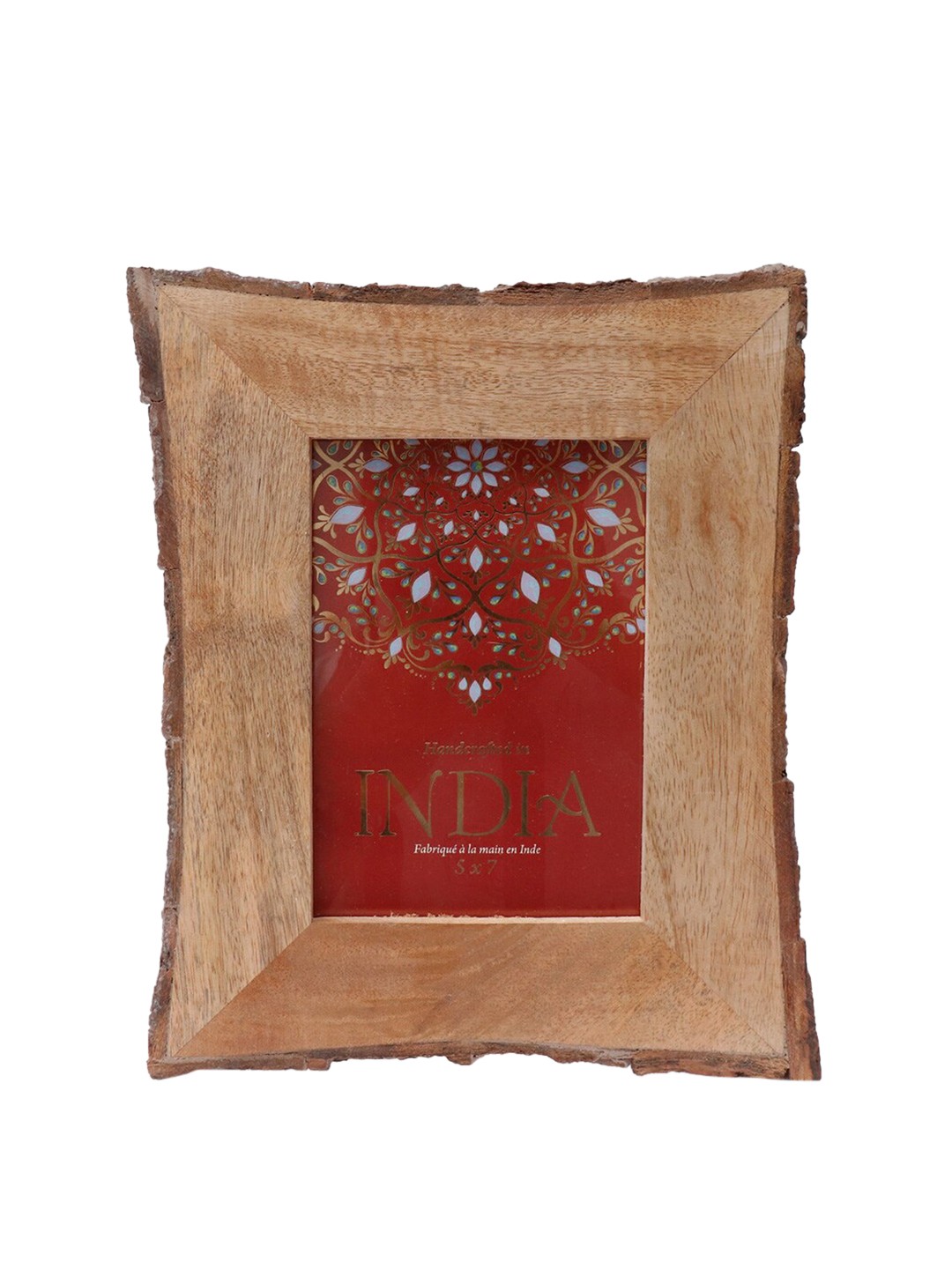 

CASA DECOR Brown Textured Wooden Bark Photo Frame
