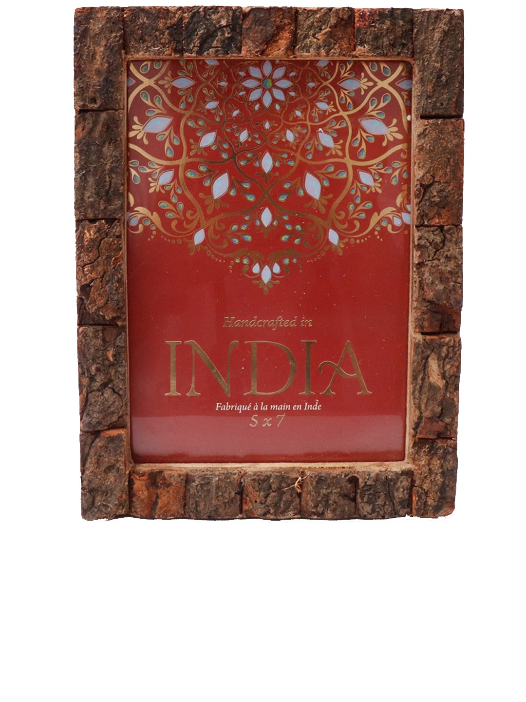 

CASA DECOR Brown Wooden Bark Photo Frame