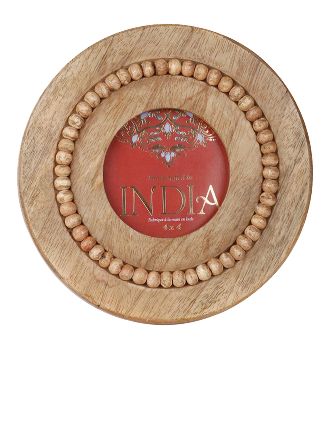 

CASA DECOR Round Wooden Table Photo Frame, Brown
