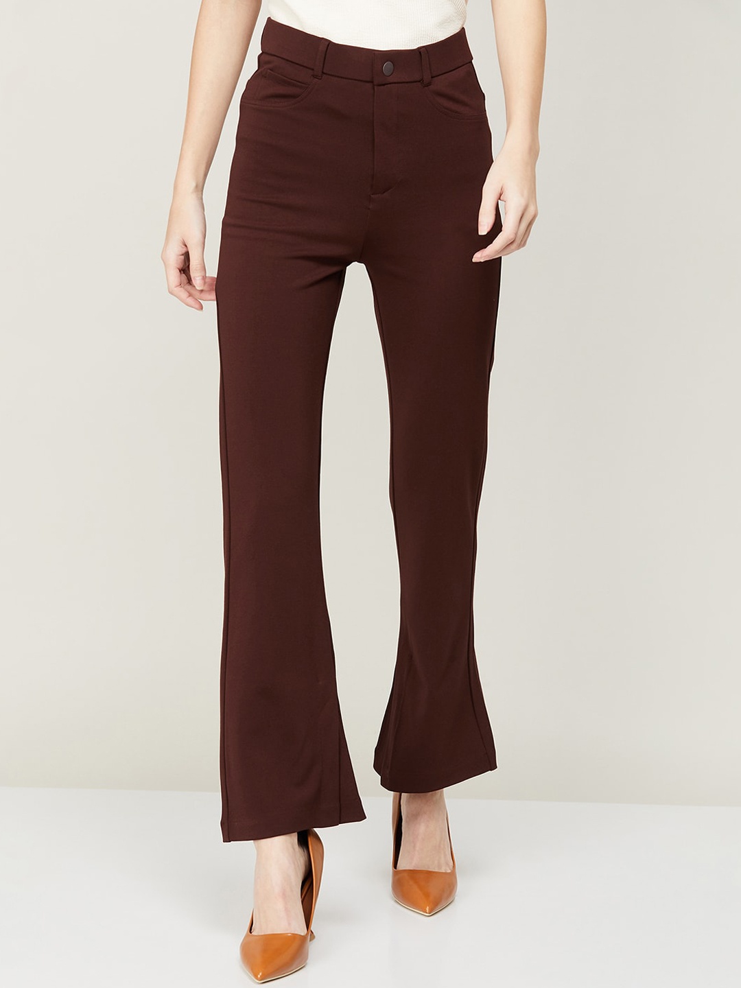

CODE by Lifestyle Women High-Rise Trousers, Brown